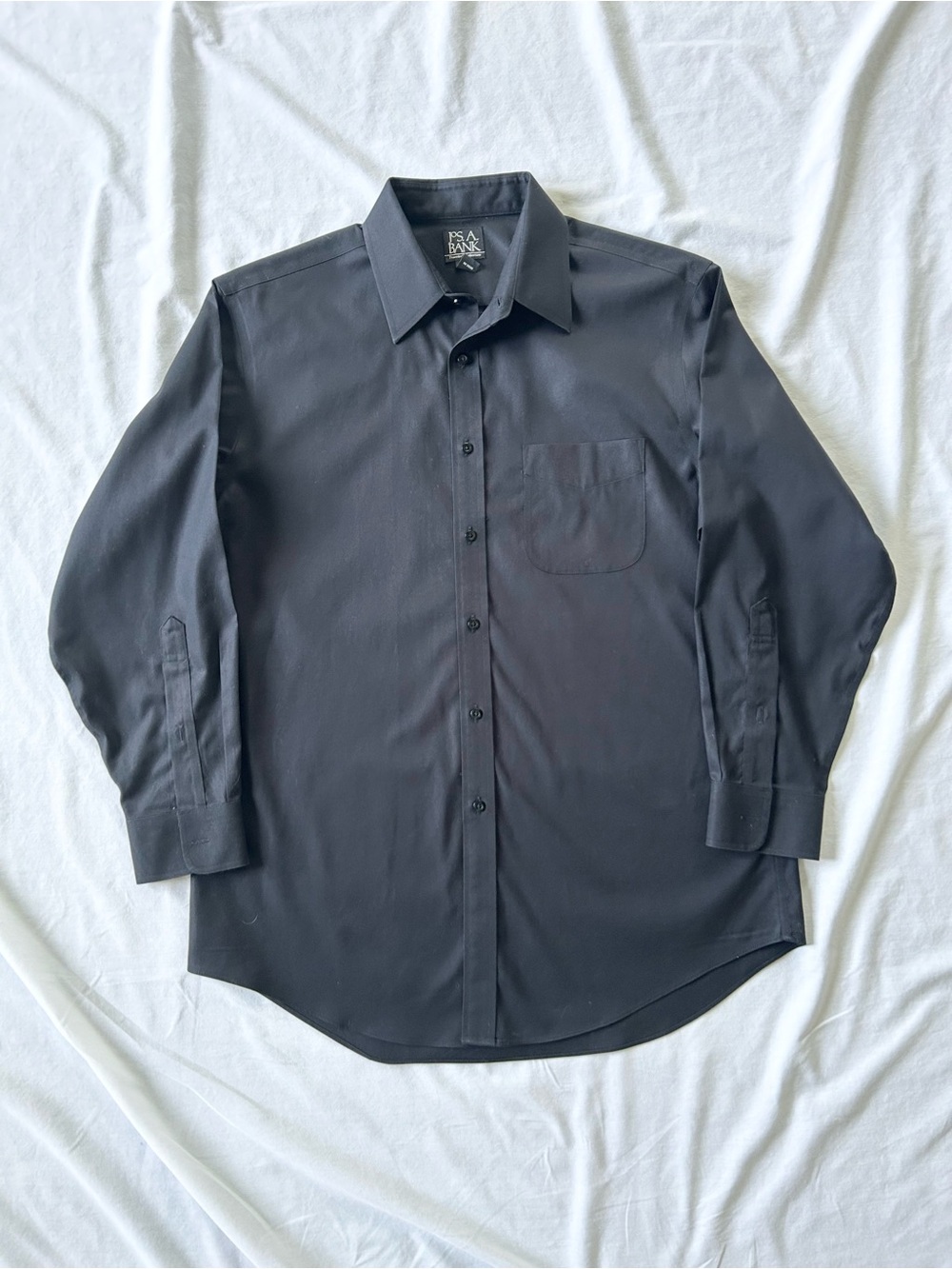 Vintage 1990s Joseph A. Bank Traveler’s Collection Black Dress Shirt